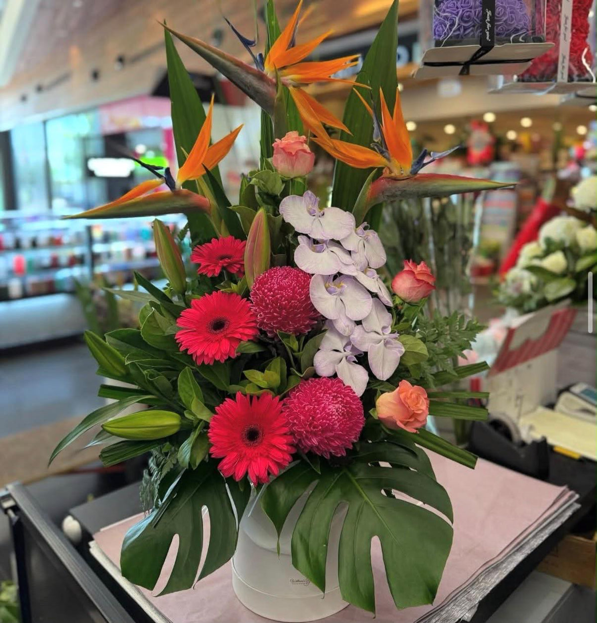 Fresh Delight Hat Box Arrangement