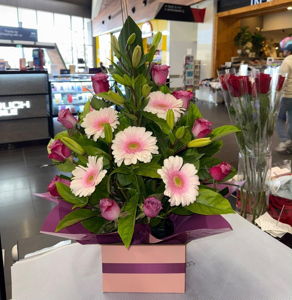 Gerbera Rose Charm Box Arrangement