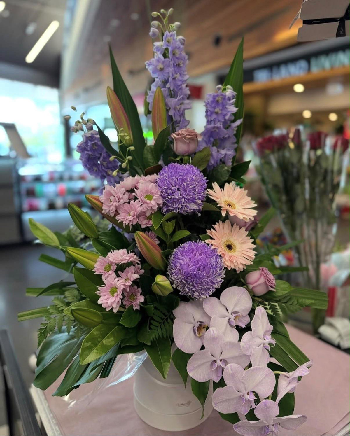 Lilac Beauty Hat Box Arrangement