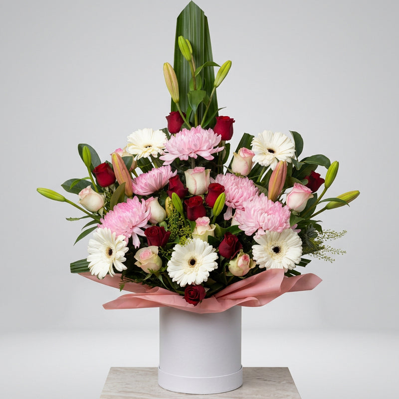 Pretty Petals Hat Box Arrangement