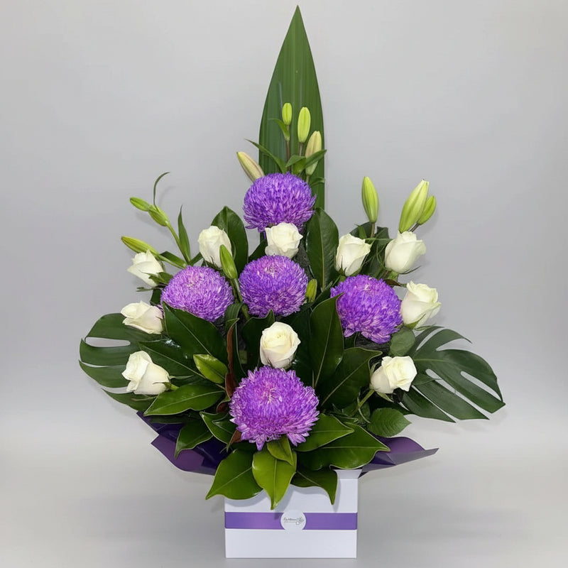 Purple Love Box Arrangement