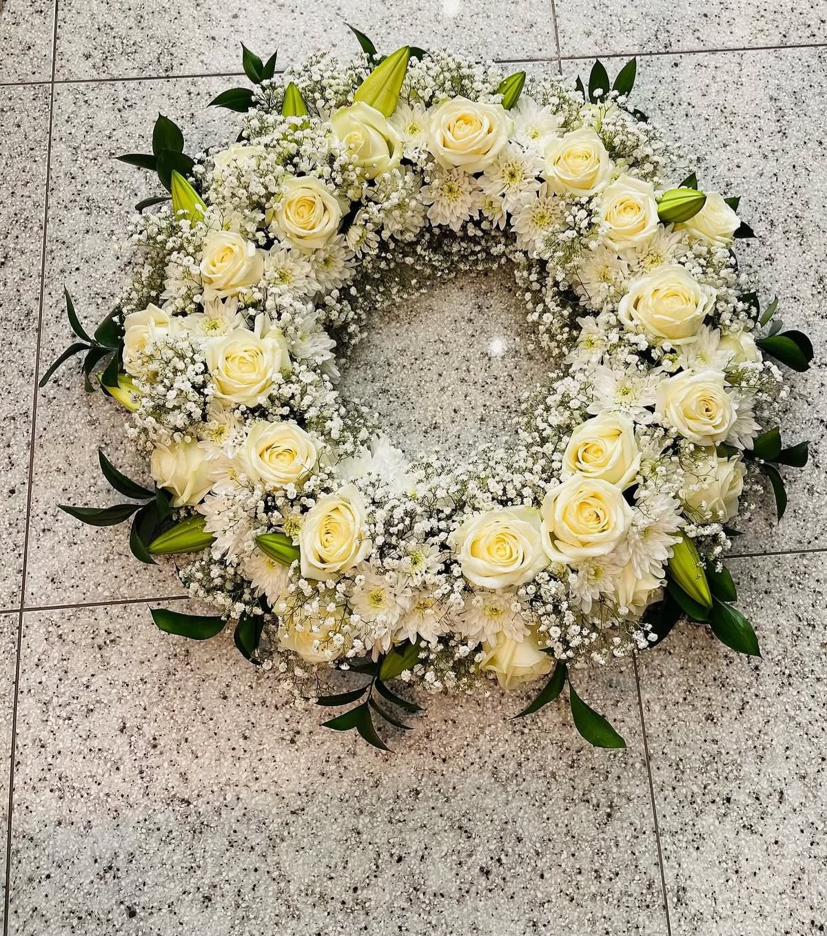White Blossom Roses Wreath