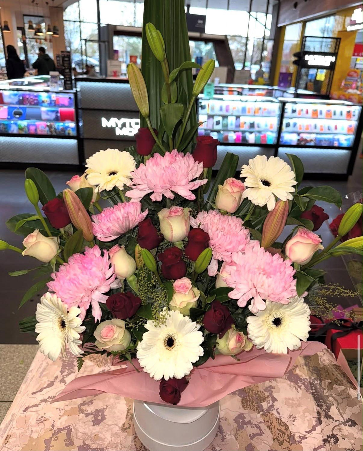 Pretty Petals Hat Box Arrangement