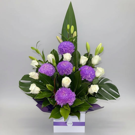 Purple Love Box Arrangement
