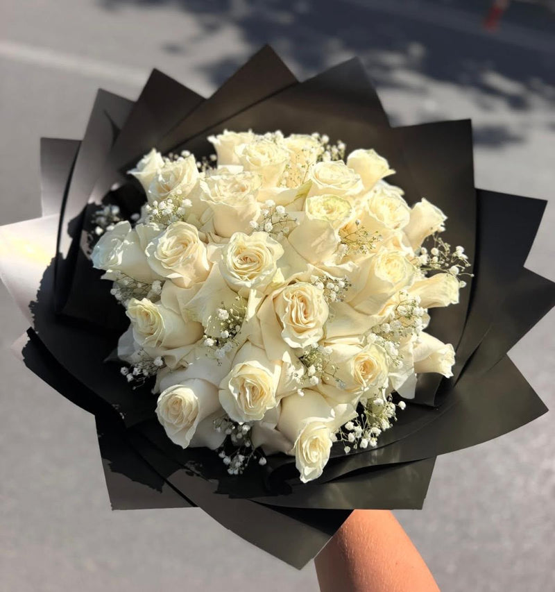 Snowflake White Roses Bouquet