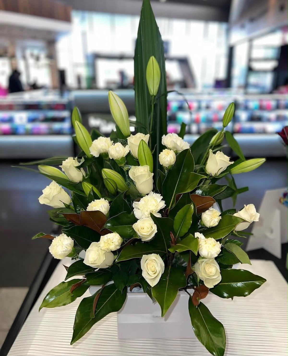 White Bliss Rose Lily Box